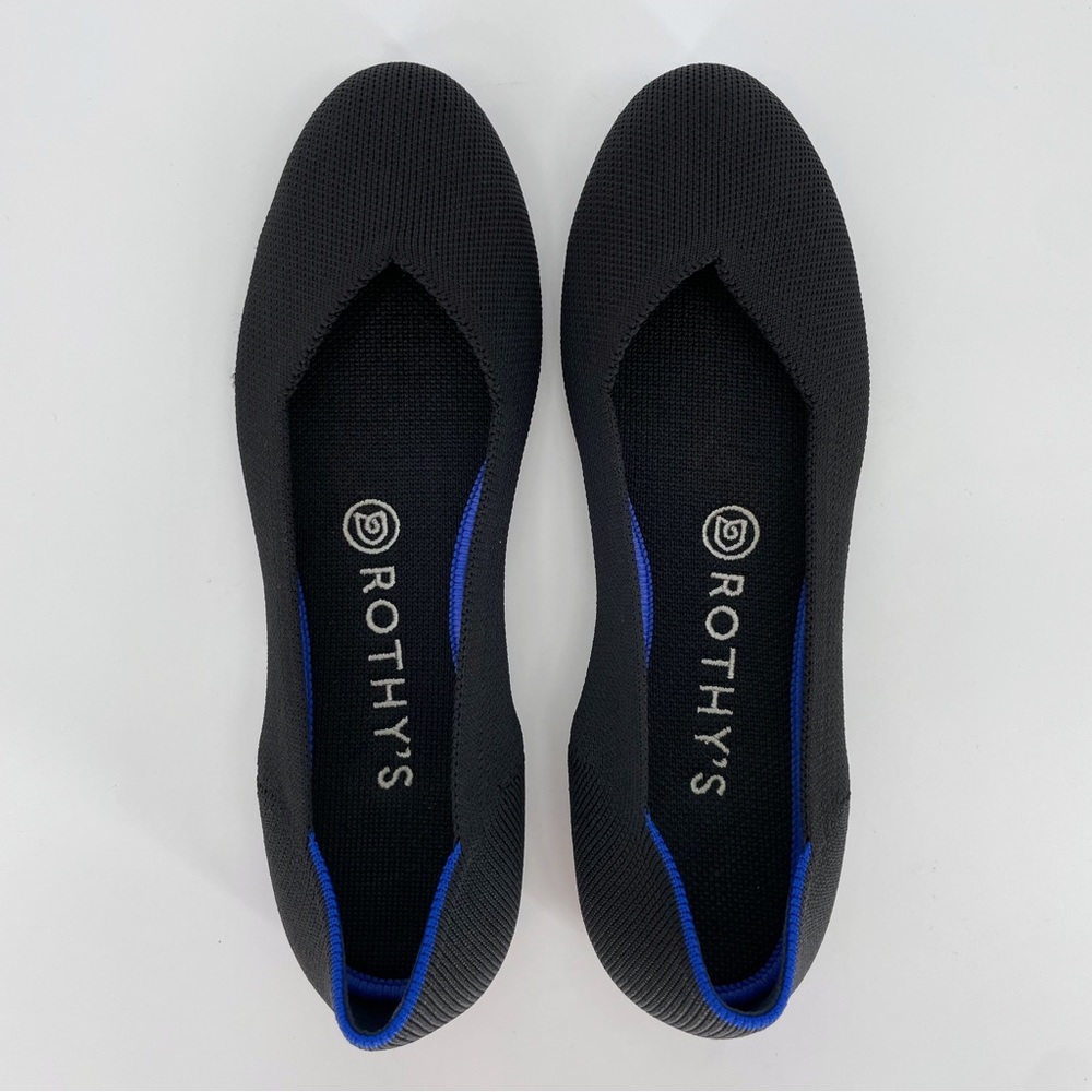 Rothy’s The Flat Black Solid Round Toe Knit Shoes